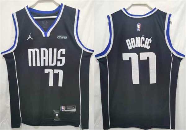 Mens Dallas Mavericks #77 Luka Doncic Black Stitched Jersey